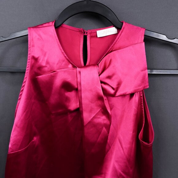 Womens Top 38 US 6 Pink Satin Retro Glam Draped Bow Loud Luxury Statement Y2K - Picture 2 of 11